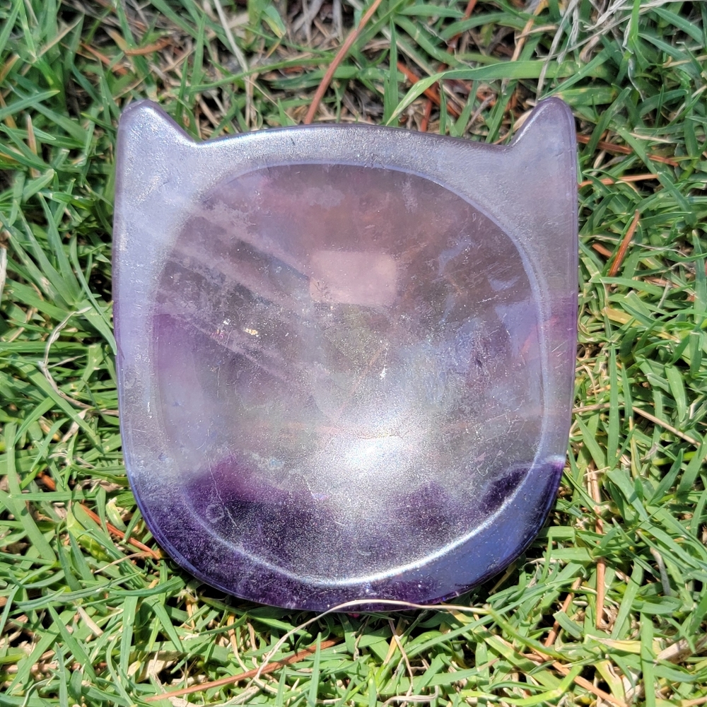 NEW 2.65" x 2.5" x 134G FLUORITE CAT HEAD BOWL